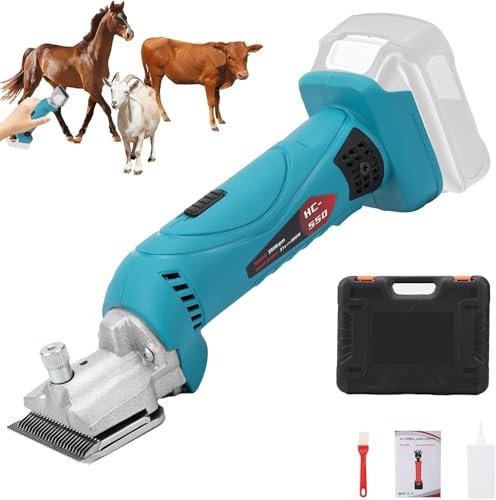 HENYEER Schermaschine Pferd Schafschere kompatibel mit Makita 18V Akku, 2500 RPM/Min Motor, 6 Gang 35 Profi pferde schermaschine, Pferd Haarschere Schaf Schermaschine Für alle Körperhaare (ohne Akku)