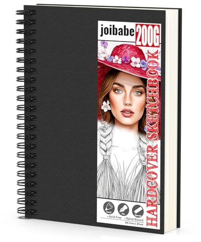 joibabe A4 Sketchbook,Hardcover Sketch Book 200GSM Thick Paper,Spiral Bound Sketch Pad A4,Drwaing Art Book for Sketching,Portrait,Kids,Adult,Artists,40 Sheets/80 Pages Drawing Pad