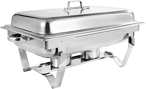 CQIKRWGWS Set da Buffet con scaldavivande in Acciaio Inox, scaldavivande da Buffet da 11 Litri, con teglia per Alimenti, Porta-combustibile e Coperchio per Qualsiasi Evento o Festa.