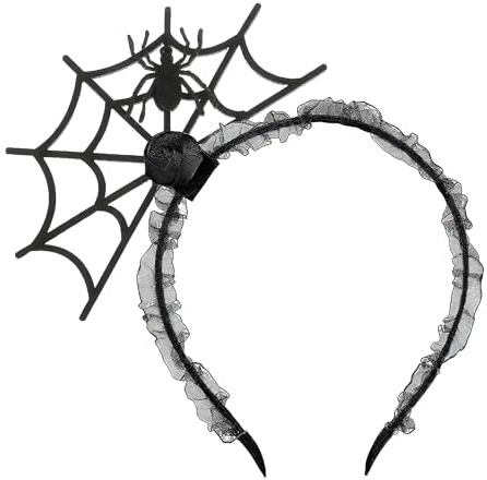 Bipl Halloween Spinnen Netz Haarreif, Damen Gruselig Kopfschmuck, Hexen Haarschmuck, Cospaly Gothic Sexy Haarreifen, Hexen Kostüm Accessoire, für Motto Party, Halloween, Karneval, Fasching