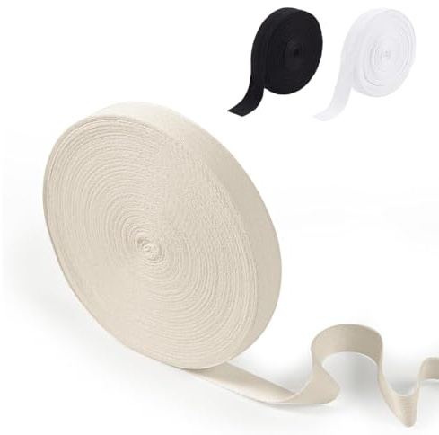 JYNVO 30 Meter Schrägband aus Baumwolle, Baumwoll-Nähband, Fischgrätennaht, zum Einfassen von Stoffen für DIY-Handarbeiten, Nähen und Stricken