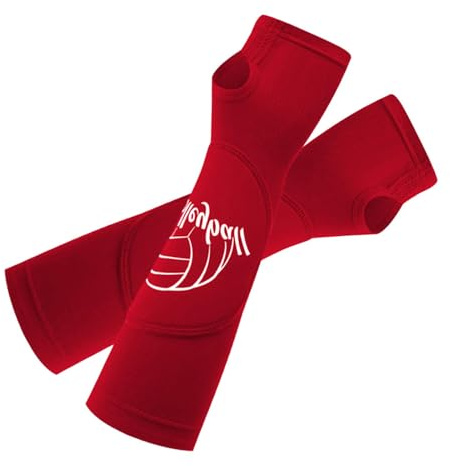 OEUVREBY Manicotti per braccio da pallavolo, imbottiti, elastici, imbottiti, per pallavolo, M, colore: rosso