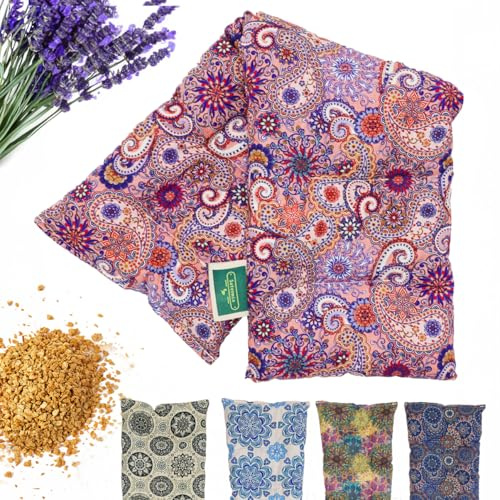 Saco Semillas Microondas - 50x15cm Semillas y Lavanda, 100% Algodón - Saco de Semillas para Microondas - Bolsa térmica Calor y Frío - Estampado Mandala (Mandala Aurora)