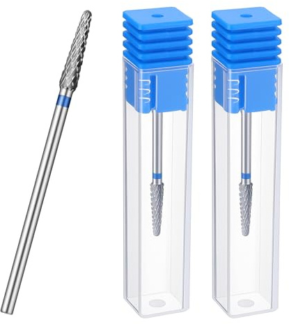 2Pcs 3/32 Tungsten Carbide Cuticle Drill Bit, Gel Remover Nail Tool, Medium Grit Cone for Electric Nail Drills, Professional Manicure Accessory for Salons and Home Use