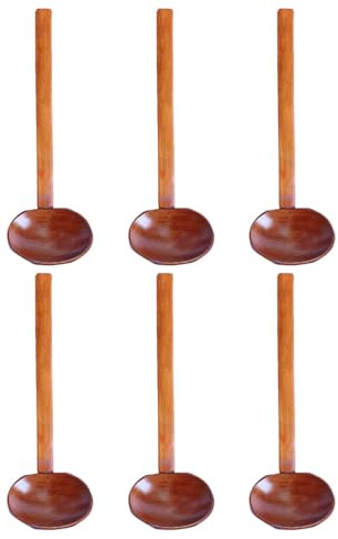 BESPORTBLE 6pièces Cuillère à Soupe Bois Cuillère Japonaise Longue pour Soupe Bouillie Riz Mélanger et Servir
