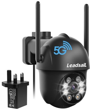 LeadsaiL 2K Security Camera Wireless Outdoor, 3MP PTZ WiFi Wireless Home Security Camera, 2.4G/5G WiFi, 360° Pan-Tilt, Color Night Vision, Motion Detection, 2-Way Audio, 24/7 Recording, Waterproof