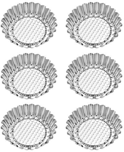 Alipis 6 Moldes para Tartaletas de Fáciles de Limpiar y Resistentes de Acero Inoxidable Forma de, Reutilizables Color Aleatorio para Hornear Pasteles y Postres