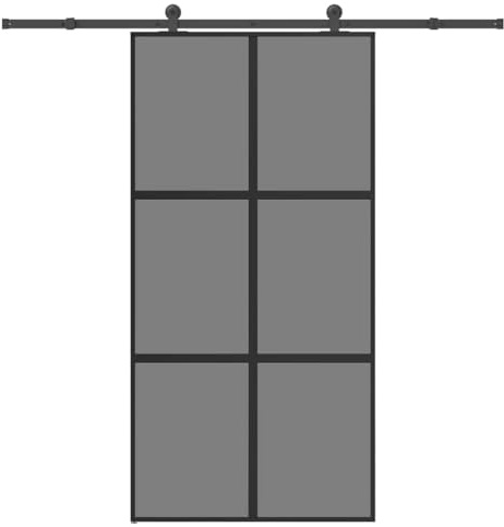 Runheo Kit de quincaillerie pour porte coulissante en verre trempé et aluminium noir avec cadre mince pour intérieur ou extérieur sécurisé Résistance à l'effraction isolation phonique et thermique