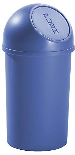 helit H2401134 - Papelera con tapa „the flip“ de 13 l, azul | Cubos de basura con tapa a presión para una eliminación higiénica de residuos