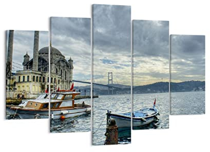 ARTTOR Leinwandbild 150x100cm Wandbild Architektur Städte - 2102 | Asien Boot Mehrteilige Groß XXL Wanddekoration Wohnzimmer Schlafzimmer Wanddeko Wand Kunstdruck Wandkunst Wall Decor ARTTOR