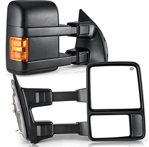 YITAMOTOR Towing Mirrors compatible for 1999-2007 Ford F250 F350 F450 F550 Super Duty Tow Mirror Power Heated with Turn Signal Light 1999 2000 2001 2002 2003 2004 2005 2006 2007