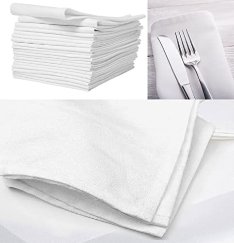COTTON NAPKINS WHITE SET OF 4 - Cloth Napkin Oversized Heavy Weight - 50cm x 50cm - Dinner, Hotel, Home, Weddings, Restaurant & Event Quality. Reusable