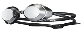 TYR Vecta Racing Swim Goggles - Adult Swimming Goggles for Men and Women - Anti-Fog, UVA/UVB Protection, Watertight - Silver/Black, One Size