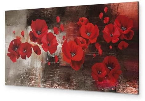 murando - Wandbilder XXL Mohnblumen 150x50 cm 1 tlg - Leinwand Bilder Wohnzimmer großes BIld auf Leinwand Schlafzimmer Kunstdrucke Wandbild Panoramabild - Blumen Pflanzenmotiv wie gemalt b-A-0796-b-a