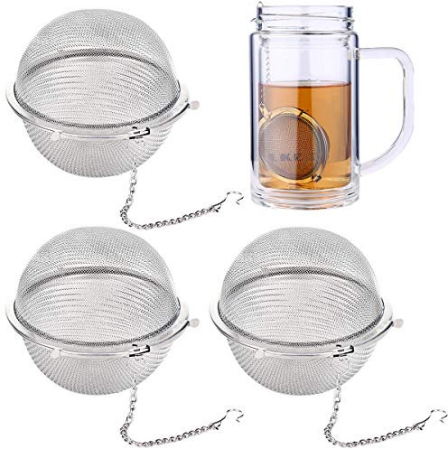 Infusore per Tisane 3 Pezzi, Durevole Filtro da Tè in Acciaio Inossidabile 304, Filtro per Tisane, Filtro The Infusione, Filtro Sferico a Rete per Il Tè, Filtro da Tè Con Catena di Estensione