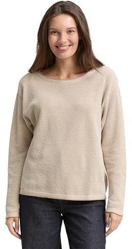 TOM TAILOR Damen Strickpullover aus Bio-Baumwolle, 30438 - Beige Bubble Structure, M