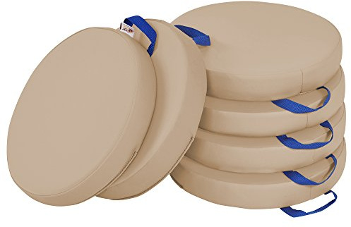 ECR4Kids SoftZone Floor Cushions, Round, Flexible Seating, Sand, 6-Piece