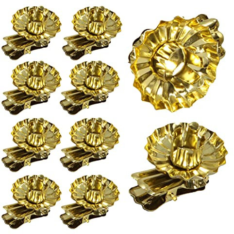10 x Baumkerzenhalter Clip aus Metall Ø 40 mm - Kerzenhalter Weihnachtsbaum - Weihnachtbaumkerzenhalter - Kerzenhalter für Christbaum Farbe Gold, Größe 10er