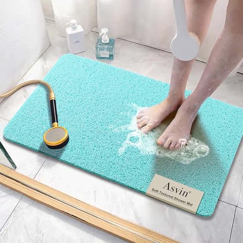 Asvin Weiche, strukturierte Badematte, 61 x 40,6 cm, phthalatfrei, rutschfeste Komfort-Badewannenmatten mit Abfluss, PVC-Luffa-Badezimmermatten für Nassbereiche, schnell trocknend, grün, 61 x 40 cm