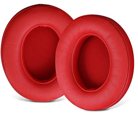 Sinowo Cuscinetti auricolari di ricambio compatibili con cuffie Beats Studio 2 Studio 3 Wired e Wireless, cuscinetti auricolari con memory foam di isolamento acustico, morbida pelle proteica (rosso)