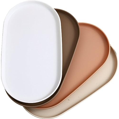 Hrippy Bandeja para Servir De Plástico, Platos De Servicio Ovalados De 4 Pcs para Fiesta, Bandeja De Servicio Reutilizable para Bocadillos, Comida, Galletas