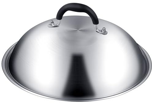 Griddle Accessories for Blackstone, Commercial Grade 12 Inch Heavy Duty Round Basting Cover, Stainless Steel Cheese Melting Dome and Steaming Cover, Best for Use in Flat Top Grill Cooking