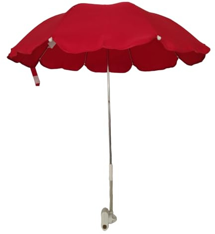 Mini Ombrellone ombrellino parasole per sdraio bimbi sedia da mare spiaggia 65cm con aggancio universale passeggino (ROSSO)