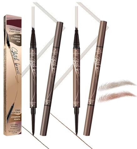 2in1 Magischer 4 Spitzen Augenbrauenstift, 2 Farben 3D Microblading Augenbrauenstift Wasserfest & Wischfest, 2025 Augenbrauenstift Härchenzeichnung Langlebiger & Natürlicher, Eyebrow Pencil für Frauen