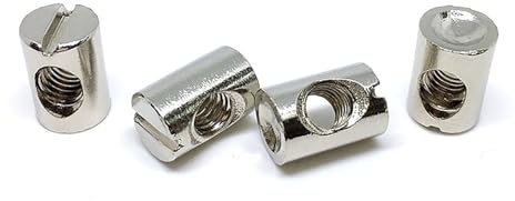 Pack of 4 Barrel Nut M6 x 14mm | Durable Cross Dowels for Beds and Flat Pack Furniture | Essential for Furniture Assembly | M6 Nuts for Secure Fittings