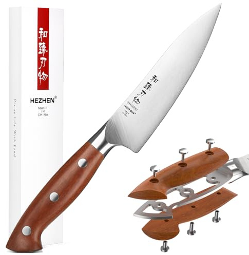 HEZHEN Stainless Steel Universal Knife Multifunctional Peeling Fruit Paring Knife, Full Tang Redwood Handle