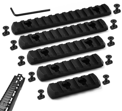 HWSWSH 5 PCS Rails Picatinny ABS 22MM 5/7/9/11/13 avec Vis Clé Rainures Section Mlock Rails Picatinny Compatible avec les Systèmes Mlok pour Viseurs Lampes de Poche Montures de Harnais Poignées