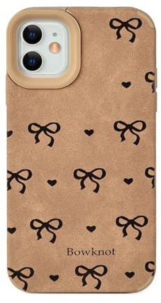 Reownest for iPhone 11 Case Cute Bowknot Pattern Aesthetic Design for Women Girls Soft TPU Leather Bumper Phone Cover for iPhone 11 -Brown Bow
