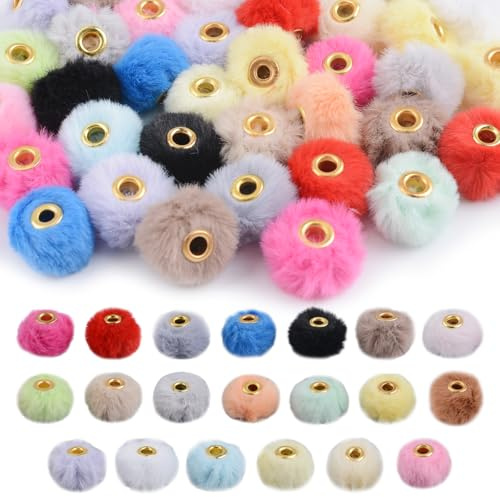 URROMA Kunstpelzperlen, gemischte Farben, weich, flauschig, bunte Pompon-Abstandshalter, Großpackung für DIY-Schmuck, Handwerk, Stifte, Deocr, 20 Farben, 100 Stück