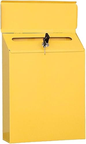 Boîte aux lettres murale avec 2 clés - Fixation murale verticale - Pour extérieur ou porte - Jaune