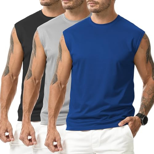 Suwangi 3 Piezas Camiseta Deportiva Sin Mangas Hombre Chalecos sin Mangas