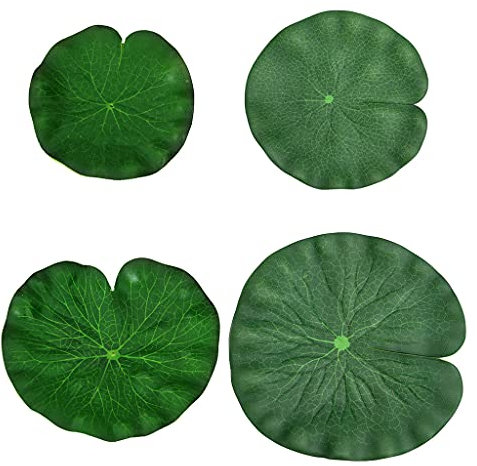 YUNNIAN 4 Stück künstliche schwimmende Gartendekoration Wasser schwimmende Blätter mit für Teichdekoration, mehrere Größen