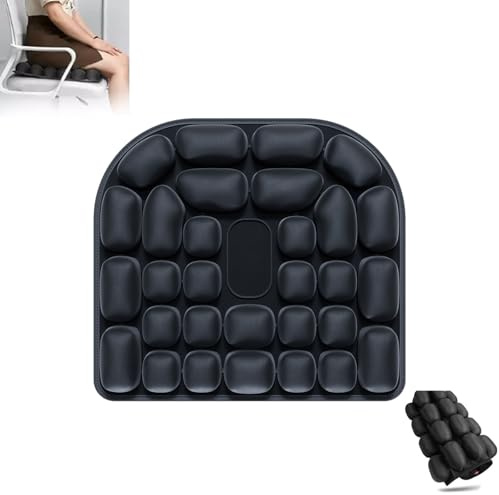 Sondur Travel Cushion, 3D Air Cell Comfortable Travel Air Seat, Self-Inflatable Portable Airplane seats Cushion for Airplane Portable Cushions for Car Seat, Office Chair, Wheelchair (Black-1)