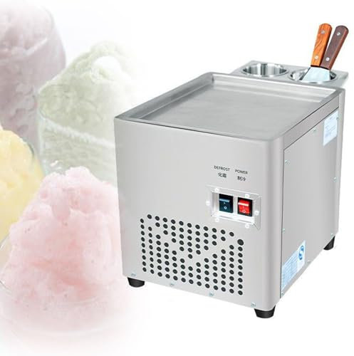 220W Fried Ice Cream Roll Machine, Commercial Stainless Steel Rolled Ice Cream Maker with Compressor and 2 Scrapers, for Home, Bars, Cafes, Dessert Shops