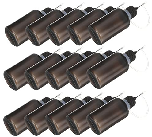HOODANCOS 20pcs 30ml Needle Tip Applicator Bottles Plastic Oil Squeeze Bottles Machine Oil Containers Black Caps for Precise Glue Dispensing