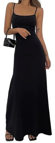 Kxydlww Damen Kleider Sommerkleid Sexy Lounge Slip Langes Kleid Spaghettiträger Ärmelloses Rückenfreies Figurbetontes Maxikleid Partykleider Abendkleid Trägerkleid