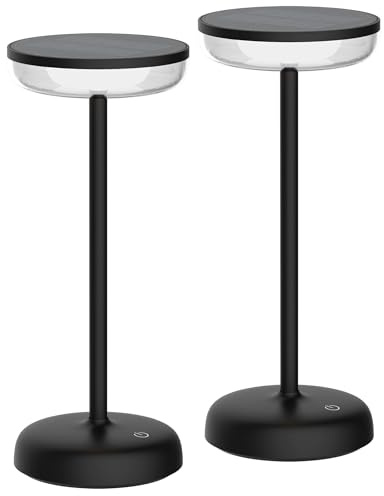 Northpoint LED Solar Tischlampe Tischleuchte mit Akku Cocktaillampe USB-C stufenlos dimmbar wetterfest Outdoor (2er-Set schwarz)