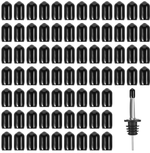 Hpmjz 200 pcs Black Rubber Pourer Cap Pourers Dust Covers Bottle Pour Spout Cover Wine Pourers Cover Bar Bottle Spot Caps for Olive Oil Liquor Pub Club Kitchen Coffee Shop Restaurant