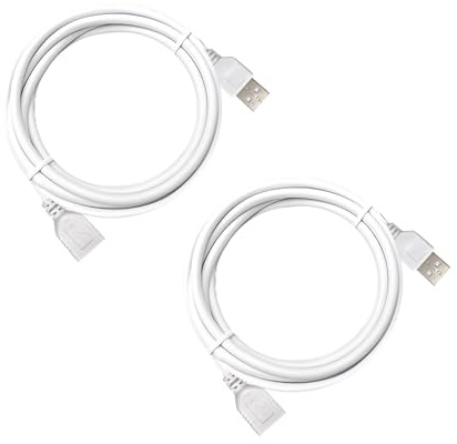 Clearhill 1,5m/4,92pieds 2pièces Câble de prolongation USB mâle vers femelle avec fil 2broches 22AWG,blanc,pour ventilateur de bureau USB,bandes LED et autres alimentations électriques basse puissance
