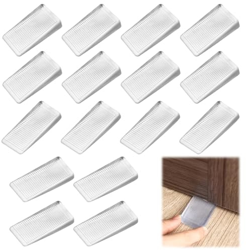 16 Stück Türstoppkeil Ischkeil Transparente, HöHenverstellbar Fensterstopper Keil, Transparente Möbelunterlegscheiben Keile für Türen, Bücherregale, Fenster, Schränke, Tische und Stühle, Küchenmöbel