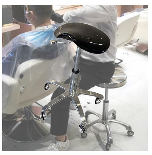 Tabouret Selle Ergonomique À roulettes, Hauteur Réglable De 40 À 55 Cm, Idéal for Le Bureau,Le Salon De Coiffure Et La Maison.(Black)