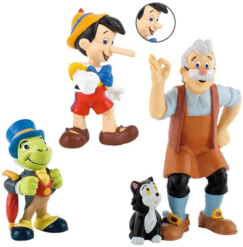 Bullyland Set Disney Pinocchio Geppetto e Grillo Parlante – 3 Personaggi Dipinti a Mano, Senza PVC, Figure Collezionabili per Bambini e Cake Design, 3+