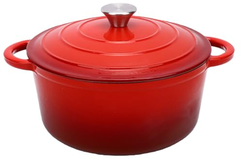 Asixxsix Four Hollandais en Fonte avec Couvercle, 201,41 Oz (26CM) | Antiadhésif, Facile à Nettoyer, Rétention de Chaleur, sécurité Multi-cuisinière, pour Rôtir, Braiser, Ragoût, Sauter