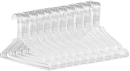 Hangerworld 100 Cintres 40cm Fins et Solides en Métal Blanc avec Barre Pantalon et Encoches, Taille Universelle