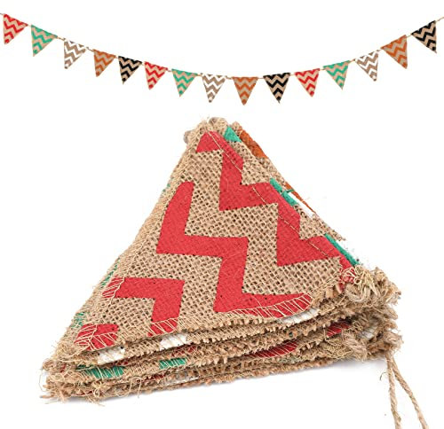G2PLUS Bandierina Banner Bandierine di Iuta Ghirlanda di Gagliardetto Juta,Banner Linen Bandierine Vintage In Juta per Festa di Compleanno,Decorazione per Rustico Matrimonio Cerimonia