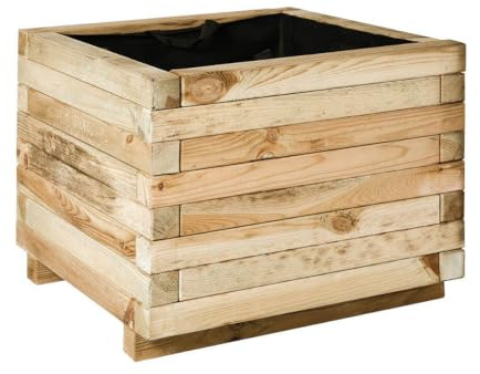 CATRAL | Jardinera Cuadrada De Madera De Pino 50x50x40 Cm | Autoclave 3 | Robusta, Natural Y Lista para Usar En Exteriores